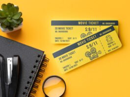 Free Movie Ticket Mockup PSD Template