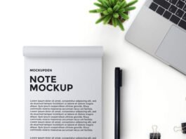 Free Note Mockup PSD Template