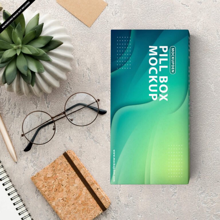 Free Pill Box Mockup PSD Template