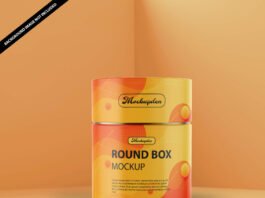 Free Round Box Mockup PSD Template