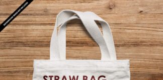 Free Straw Bag Mockup PSD Template