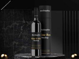 Free Wine Box Mockup PSD Template