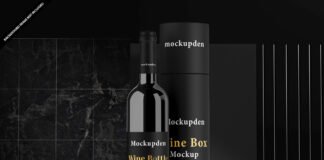 Free Wine Box Mockup PSD Template