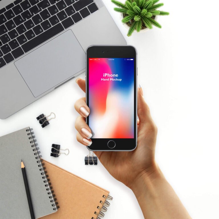 Free iPhone Hand Mockup PSD Template