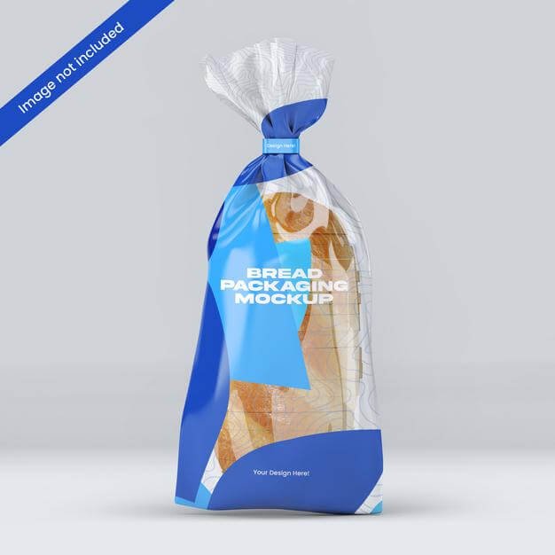 Glossy transparent bread package with mockup design isolated Premium Psd