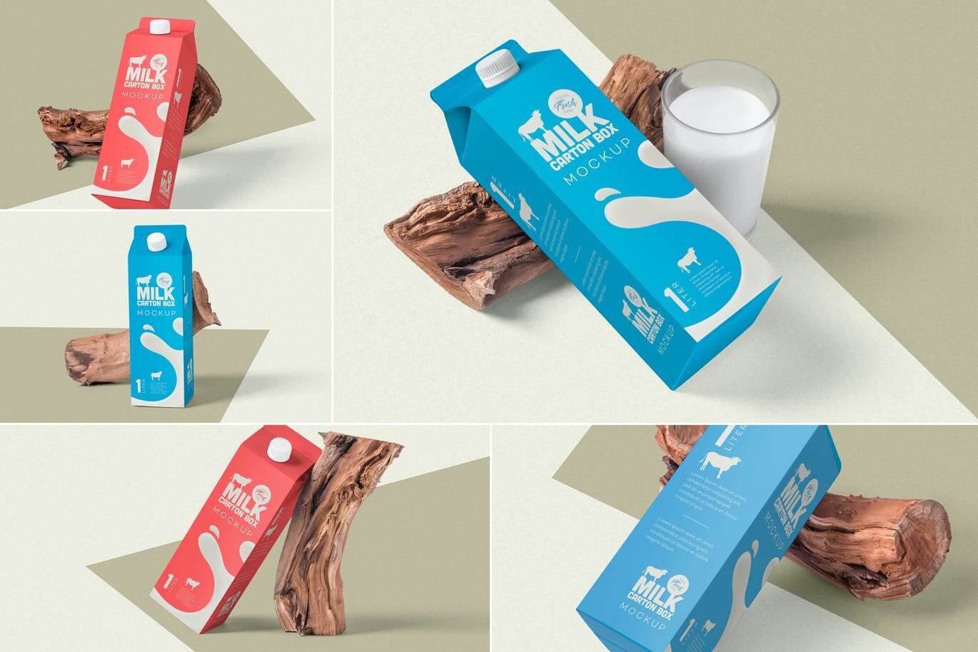 Juice Carton Box Packaging Mockups