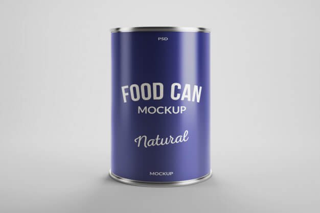 Mockup of aluminium food tin can product packaging Premium Psd