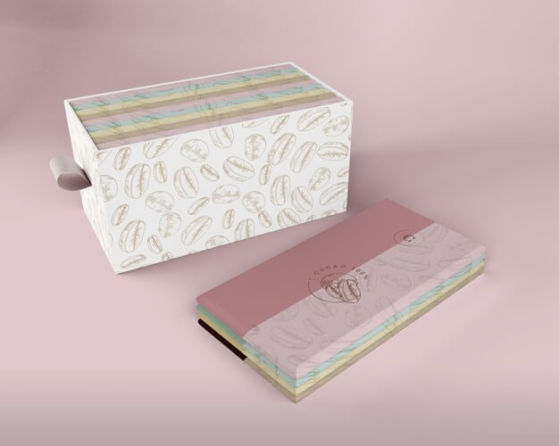 Paper chocolate tablet wrapping and box mock-up Free Psd