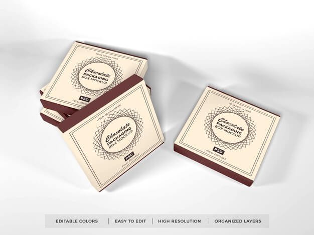 Realistic chocolate box packaging mockup Premium Psd