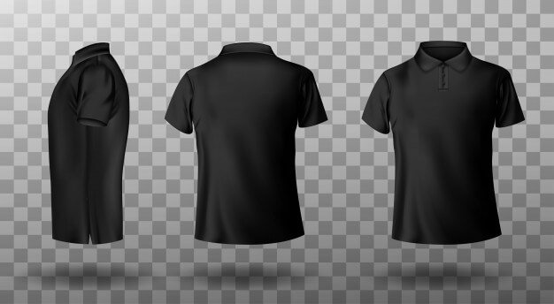 Realistic mockup of male black polo shirt Free Vector