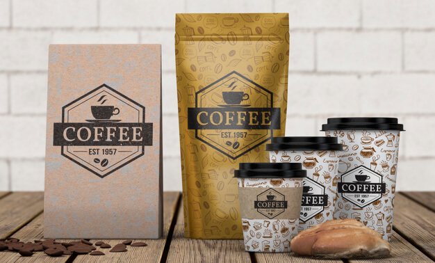 Stationery mockup for coffee shop Free Psd