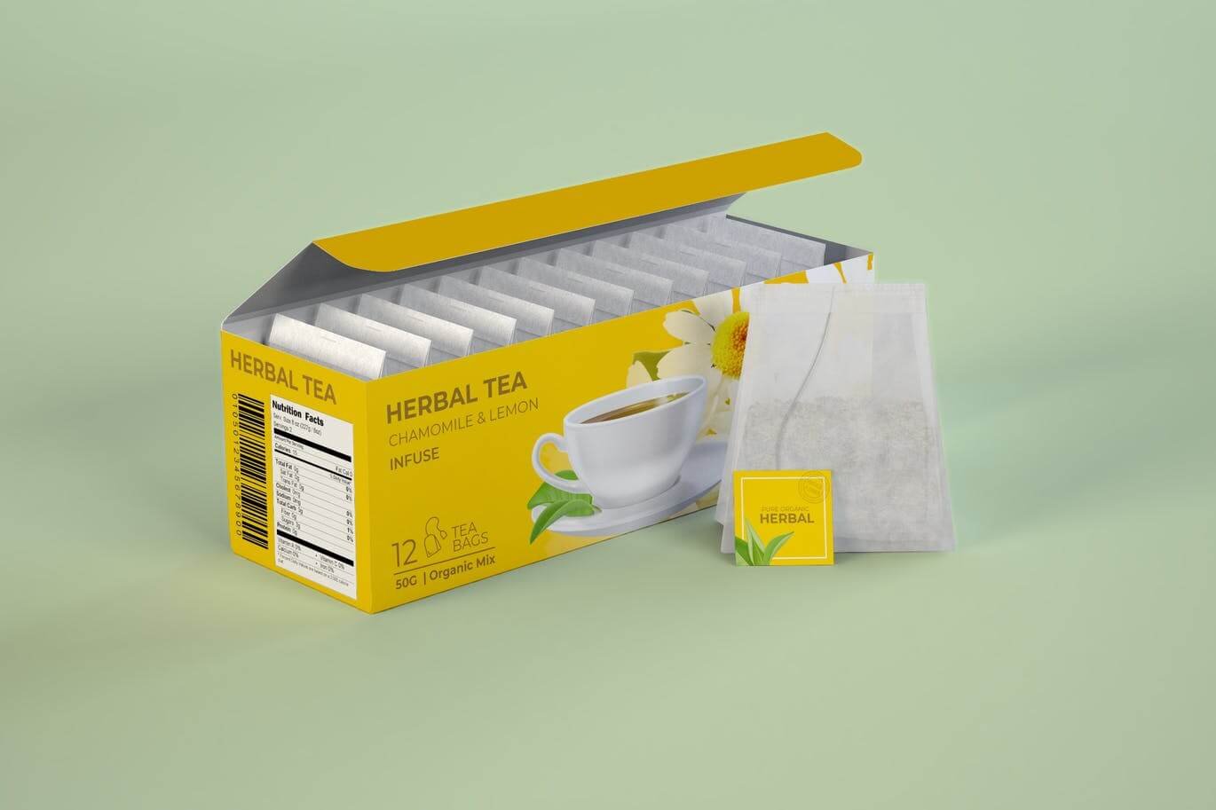 Tea Bag Box Mockup