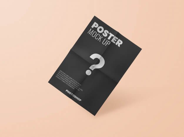 Wrinkle fold poster paper mockup Premium Psd