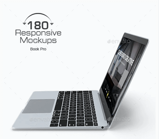 180 Responsive 3D Mockup - Mac Book Pro
