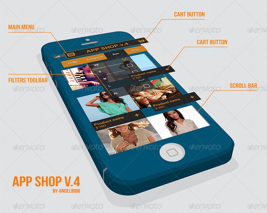 3D Flat UI - Screen Smartphone Mockup