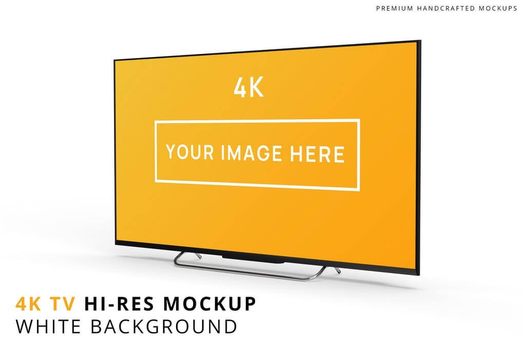 4K TV Mockup Minimalistic White Background