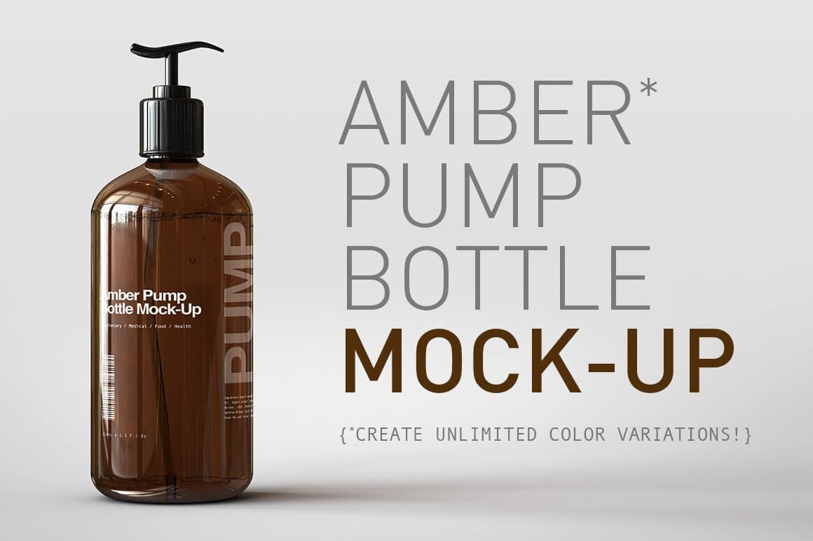 Amber Pump Bottle Mock-Up