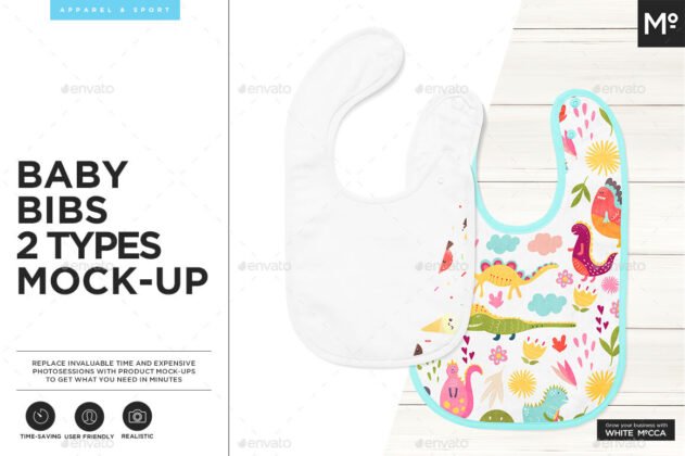 Download 22+Cute Bib Mockup PSD Templates idea For Baby Clothing