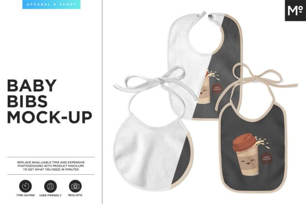 Download 22+Cute Bib Mockup PSD Templates idea For Baby Clothing