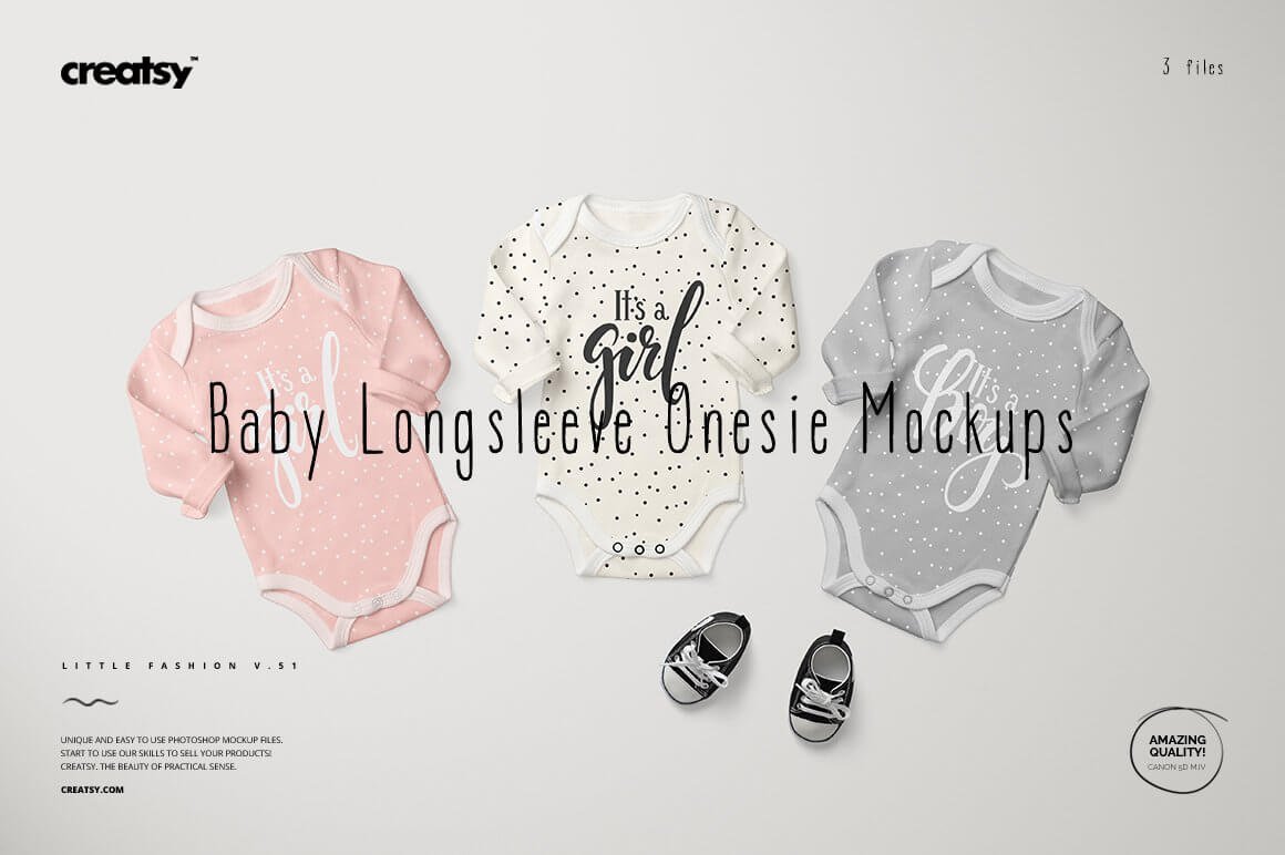 Baby Longsleeve Onesie Mockup Set