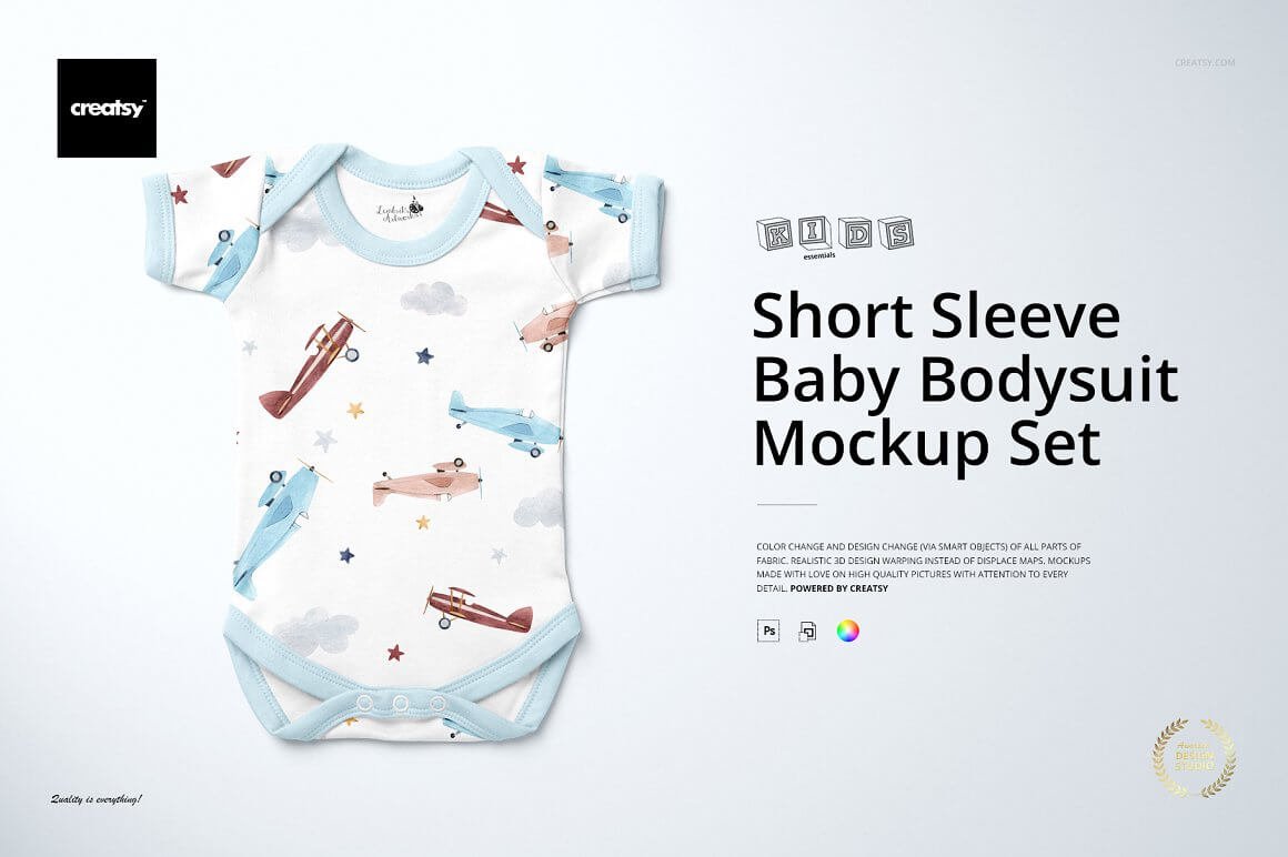 Baby Short Sleeve Bodysuit Mockup
