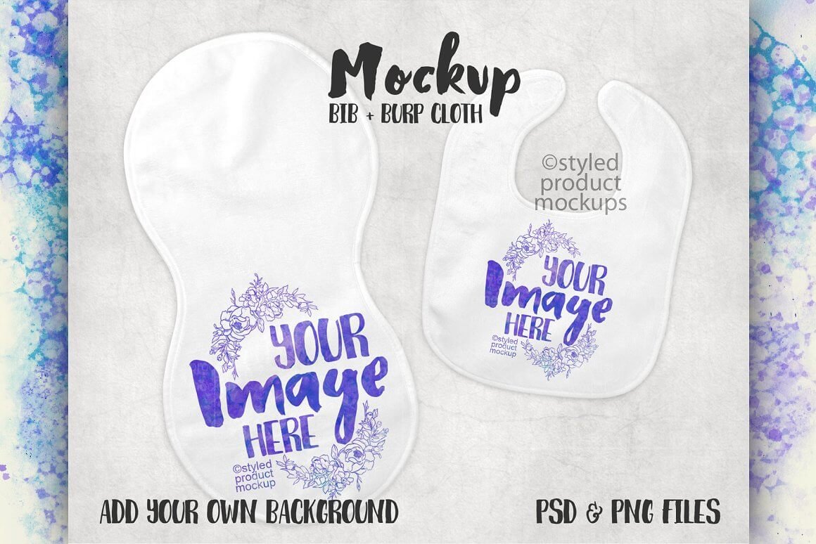 Download 22+Cute Bib Mockup PSD Templates idea For Baby Clothing