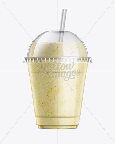Banana Milkshake Cup with Straw Mockup