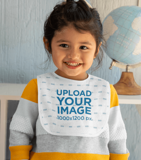 Bib Mockup of a Smiling Little Girl