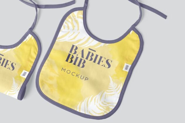 Download 22+Cute Bib Mockup PSD Templates idea For Baby Clothing