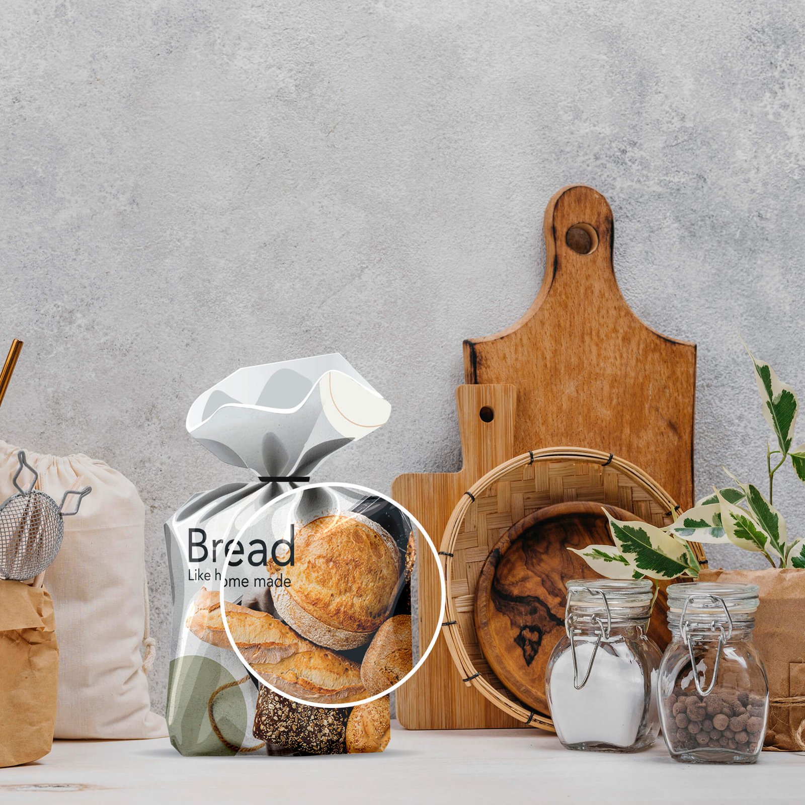 Close Up Of a Free Bread Bag Mockup PSD Template