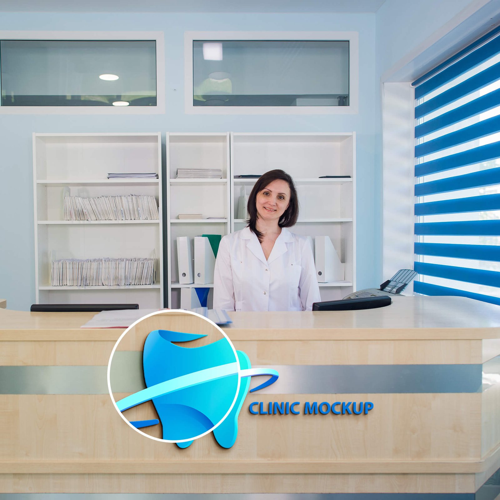 Close Up Of a Free Clinic Mockup PSD Template