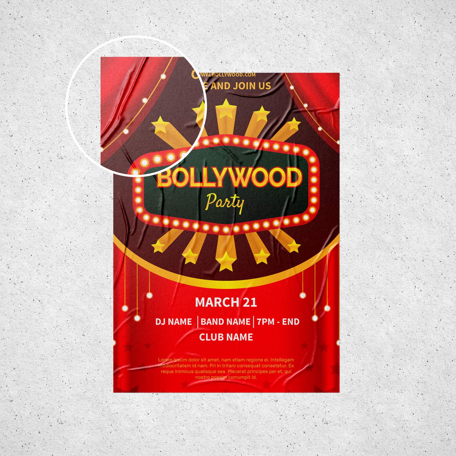 Close Up Of a Free Film Poster Mockup PSD Template