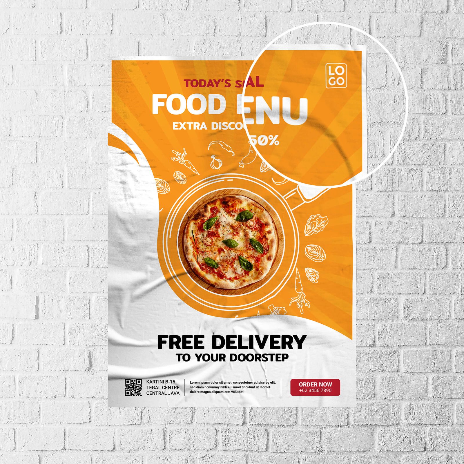Close Up Of a Free Glued Paper Mockup PSD Template