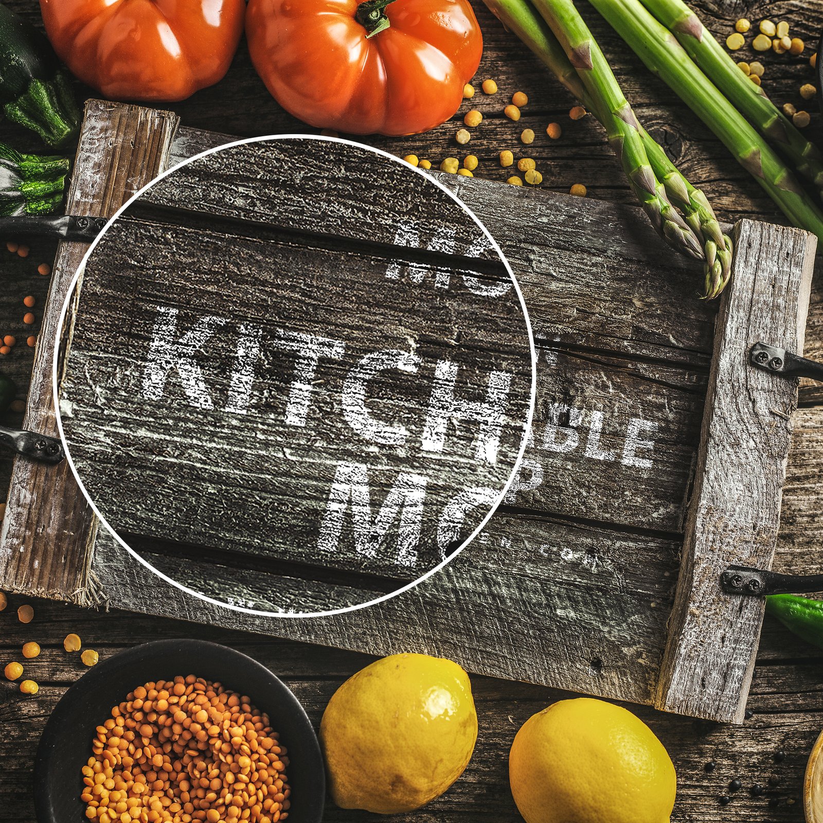 Close Up Of a Free Kitchen Table Mockup PSD Template