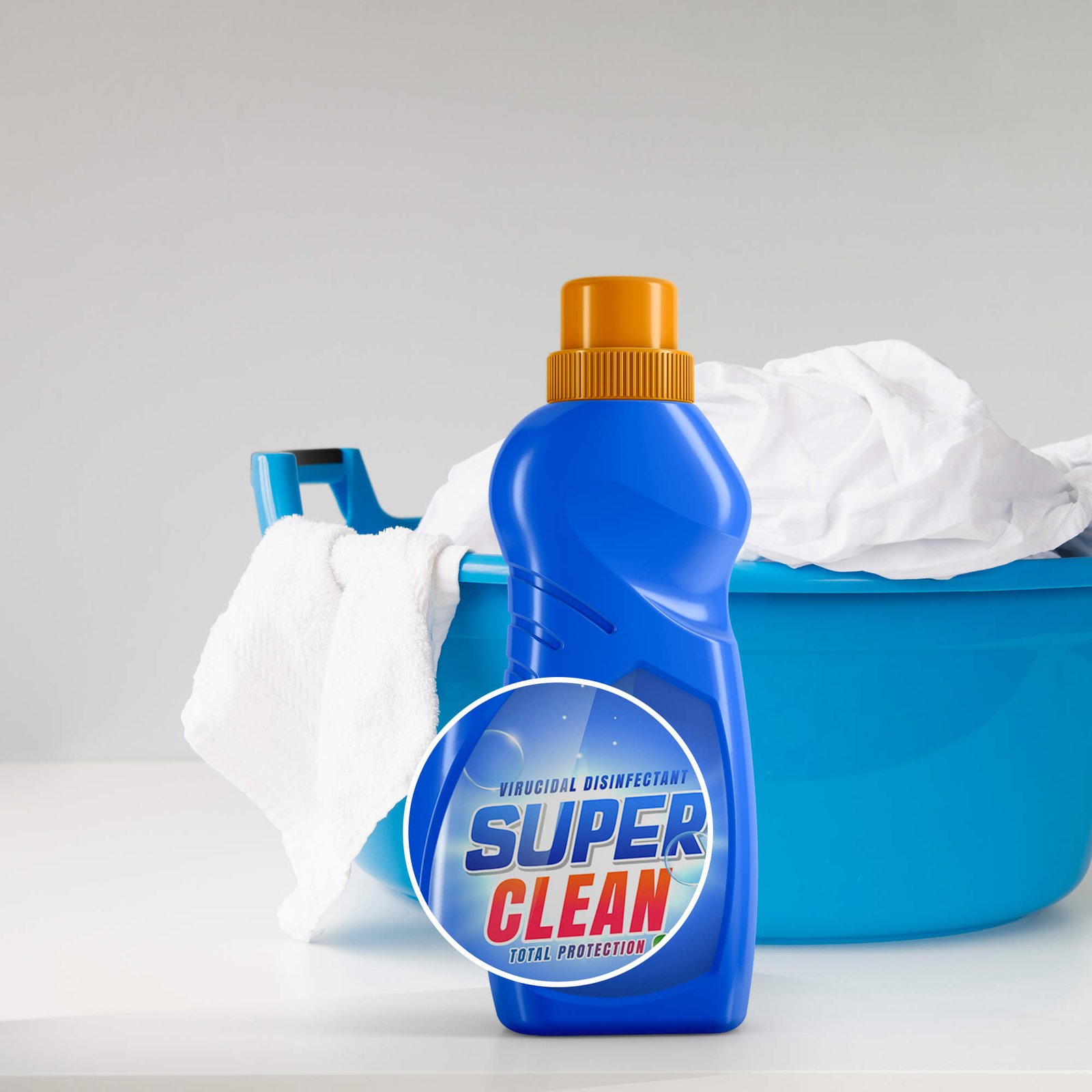 Close Up Of a Free Liquid Detergent Bottle Mockup PSD Template