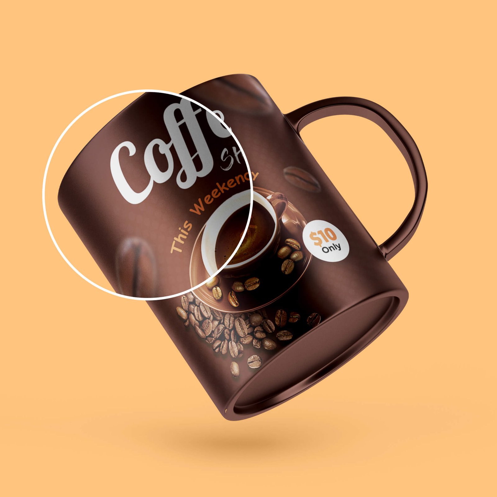 Close Up Of a Free Mockup Caneca PSD Template (1)