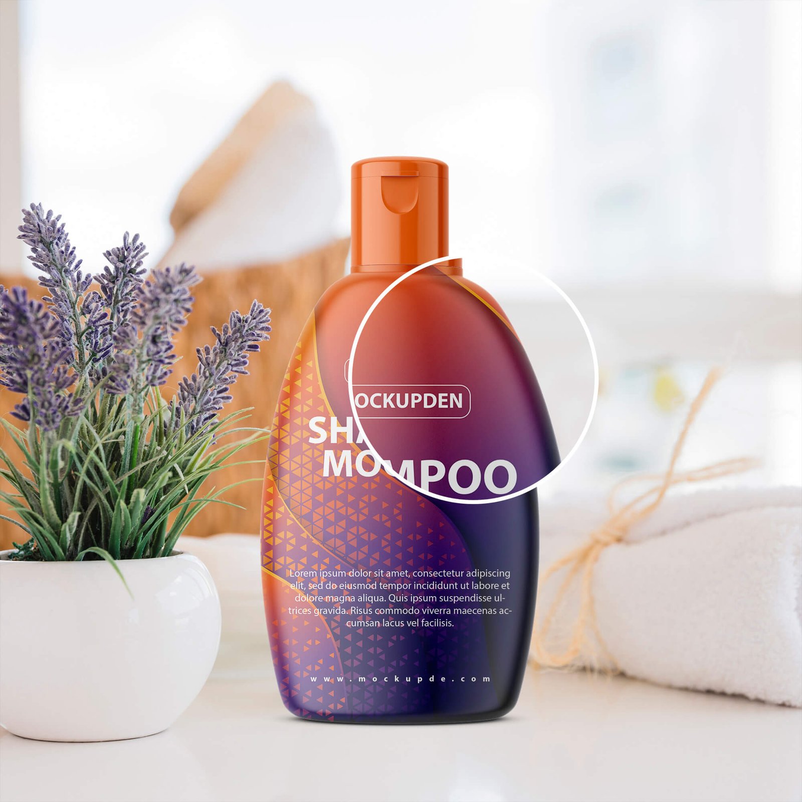 Close Up Of a Free Shampoo Mockup PSD Template