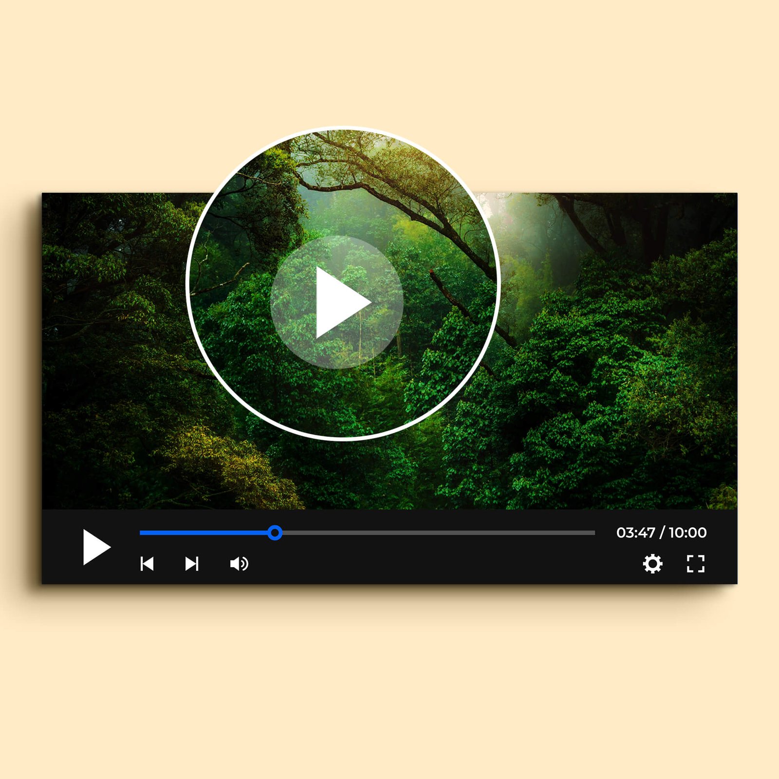 Close Up Of a Free Video Player Mockup PSD Template