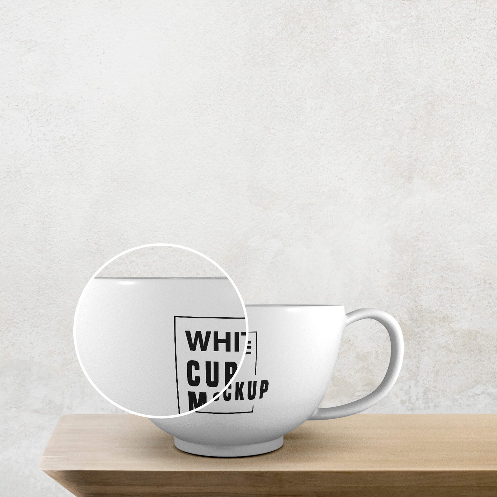 Close Up Of a Free White Cup Mockup PSD Template