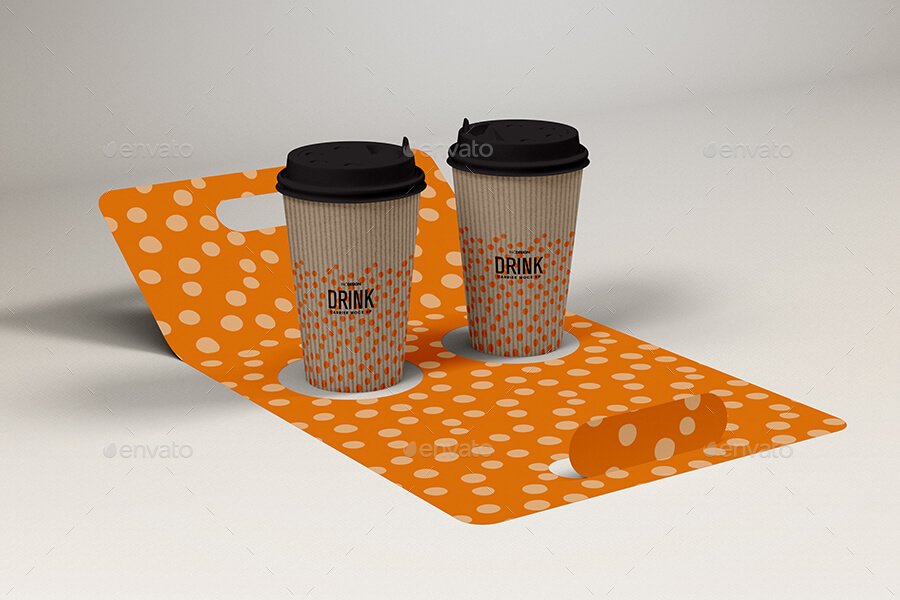 Coffee or Drink Take out Carrier Vol.1 Packaging Mock Up