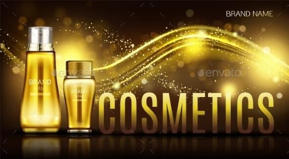 Cosmetics Bottles Mock Up Banner Skin Care Cream