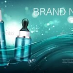 Cosmetics Bottles Mock Up Banner. Lotion and Serum