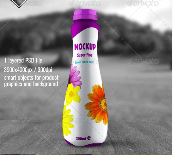 Cream Milk Bottle Mock Up