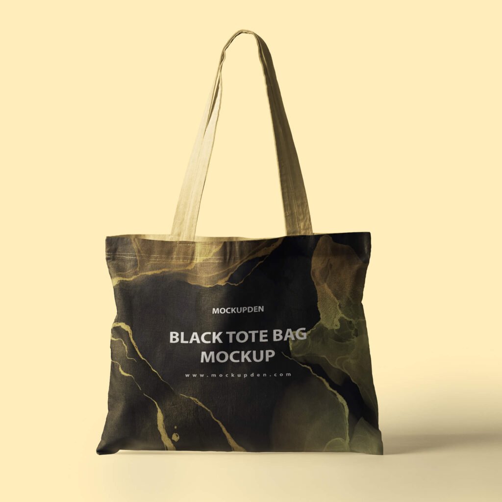 Download Free Black Tote Bag Mockup PSD Template - Mockup Den