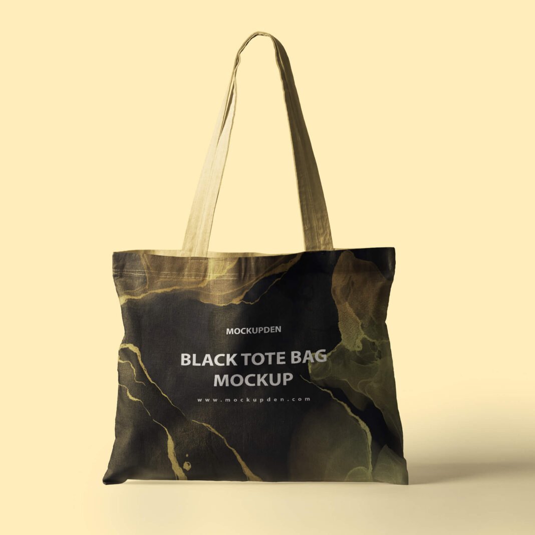 Free Black Tote Bag Mockup PSD Template - Mockup Den