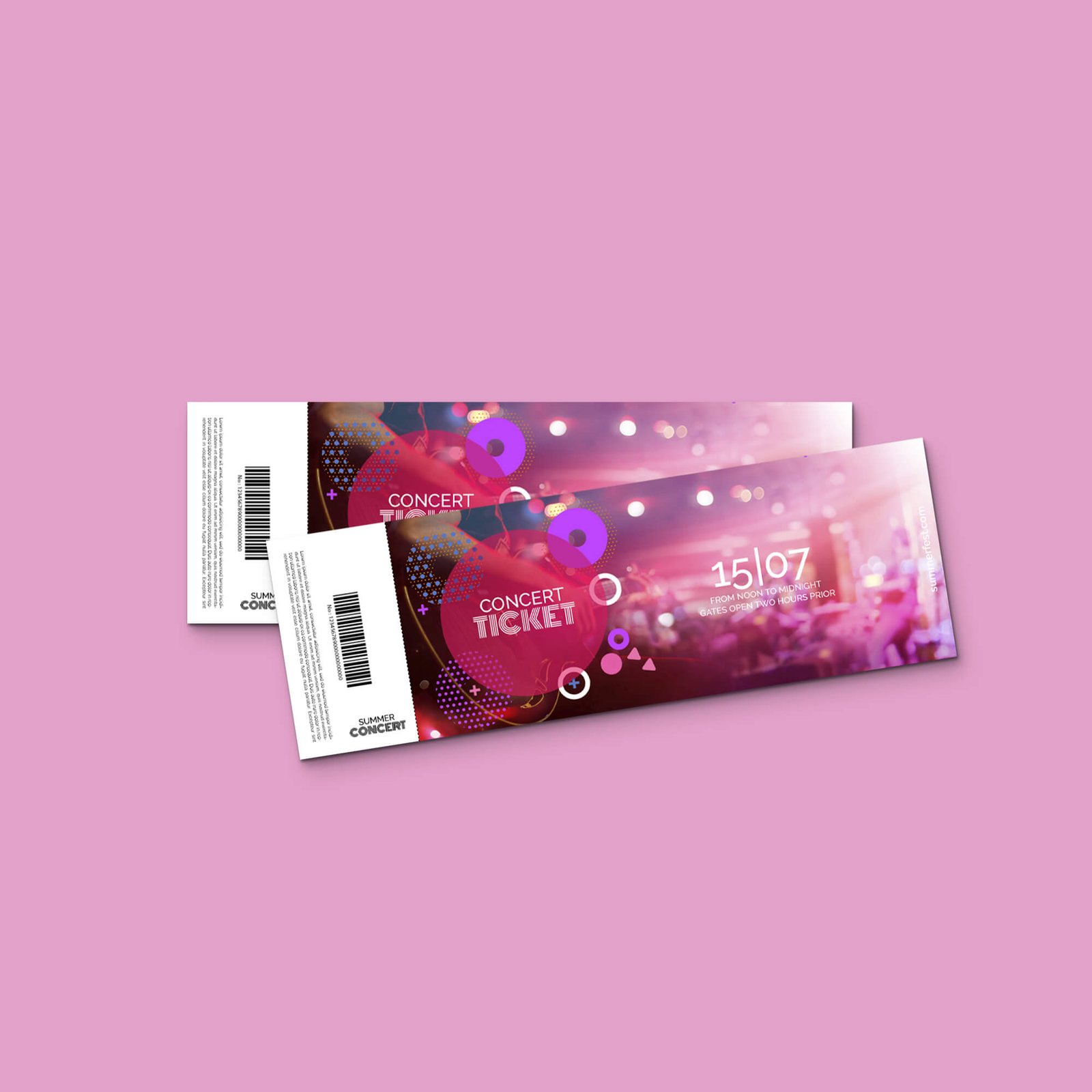Design Free Concert Ticket Mockup PSD Template