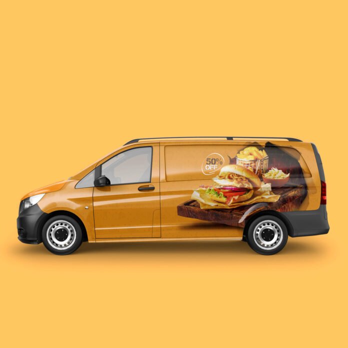 Free Delivery Van Mockup PSD Template Mockup Den