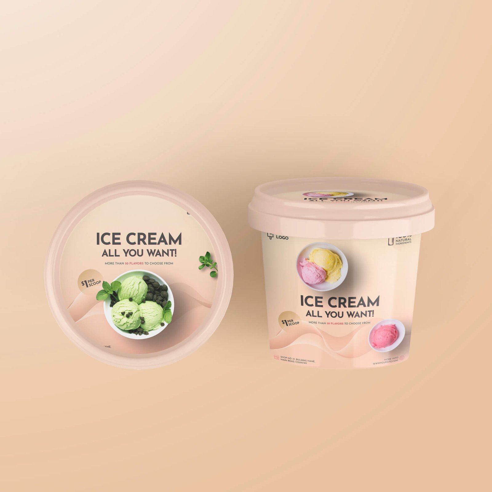 Design Free Ice Cream Cup Mockup PSD Template