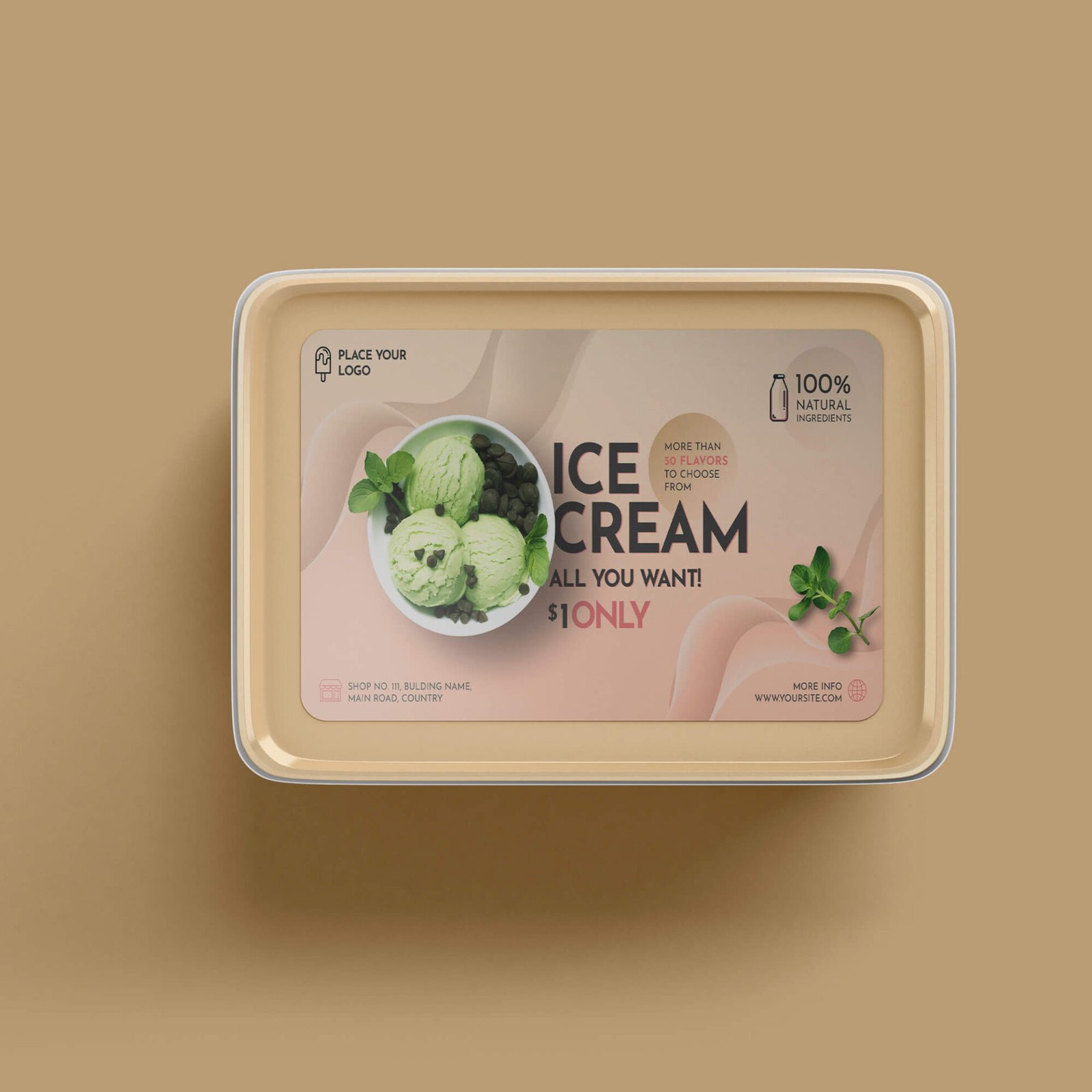 Ice Cream Tub Free Mockup PSD Template - Mockup Den