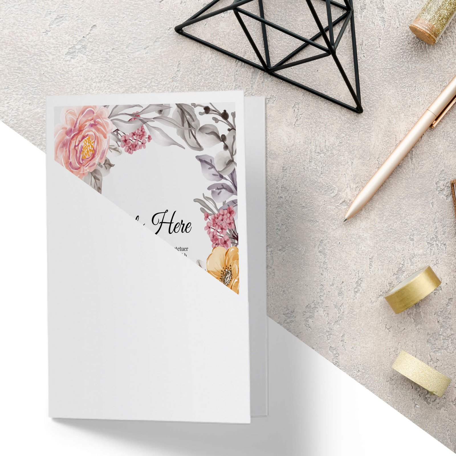 Editable Free Folded Greeting Card Mockup PSD Template